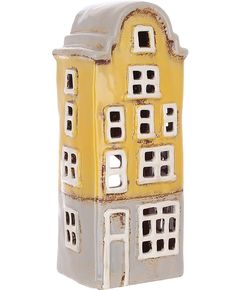 Свічник керамічний Будиночок Жовто-Сірий 26 см