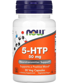 Now Foods 5-гідрокситриптофан 5-HTP 50 мг 30 веганських капсул