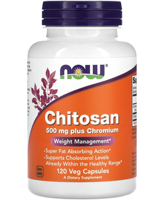 Now Foods Хітозан 500 мг з Хромом 120 вегетаріанських капсул