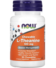 Now Foods L-Теанін 100 мг 90 жувальних таблеток