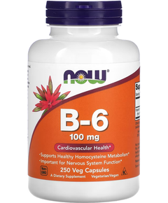 Now Foods Вітамін B-6 100 мг 250 веганських капсул