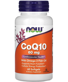 Now Foods CoQ10 Коензим Q10 60 мг з Омега-3 60 м'яких капсул