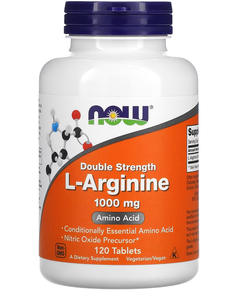 Now Foods L-Аргінін 1000 мг Подвійної Сили 120 веганських таблеток