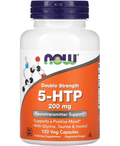 Now Foods 5-гідрокситриптофан 5-HTP Подвійної Сили 200 мг 120 веганських капсул