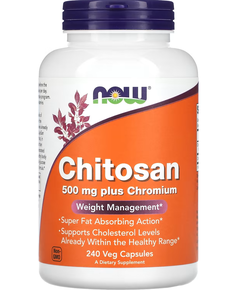 Now Foods Хітозан 500 мг з Хромом 240 вегетаріанських капсул