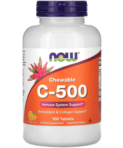 Now Foods Вітамін C-500 зі смаком апельсину 100 жувальних таблеток