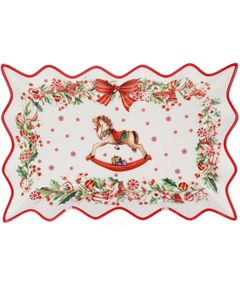 Блюдо для подачі новорічне порцелянове Коник 35,5 см