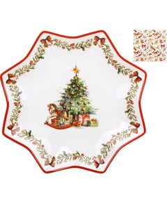 Тарілка обідня новорічна порцелянова Коник та Ялинка 25 см