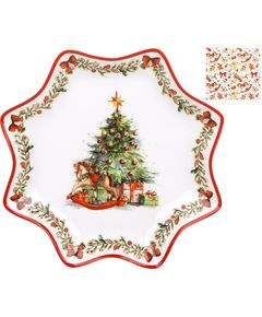 Тарілка десертна новорічна порцелянова Коник та Ялинка 19,5 см
