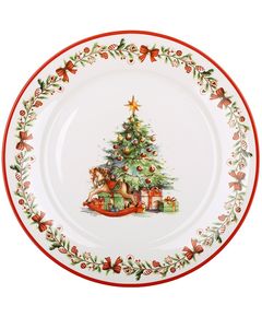 Тарілка обідня новорічна порцелянова Коник та Ялинка 26,5 см
