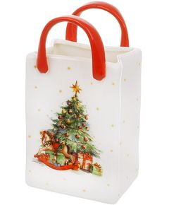 Підставка для зберігання новорічна порцелянова Коник та Ялинка 14,5 см