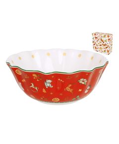 Салатник порцеляновий фігурний Різдвяна Класика червоний 500 мл