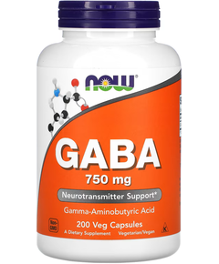 Now Foods GABA ГАМК 750 мг 200 веганських капсул