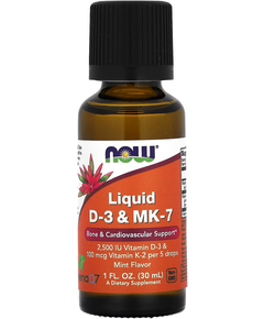 Now Foods Вітамін D3 та MK-7 у рідкій формі 30 мл