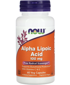 Now Foods Альфа-Ліпоєва Кислота 100 мг 60 веганських капсул