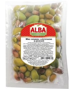 Alba Оливки зелені Мікс з кісточкою 400 г