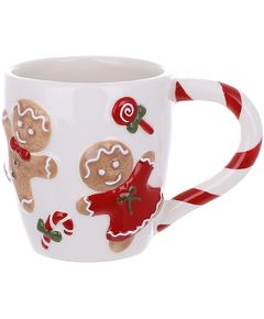 Чашка новорічна керамічна Пряникові Чоловічки Біла 400 мл