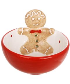 Піала новорічна керамічна Пряниковий Чоловічок червона 320 мл