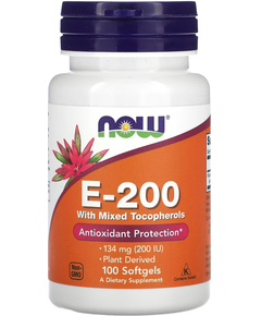 Now Foods Вітамін E-200 зі змішаними токоферолами 134 мг 200МО 100 м'яких капсул