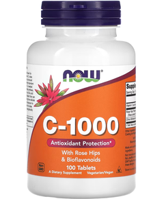 Now Foods C-1000 Вітамін C з шипшиною та біофлавоноїдами 100 таблеток