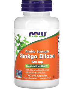 Now Foods Гінкго Білоба Подвійної Сили 120 мг 100 веганських капсул