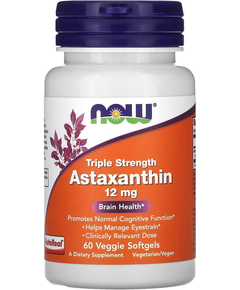 Now Foods Астаксантин Потрійної Дії 12 мг 60 веганських капсул