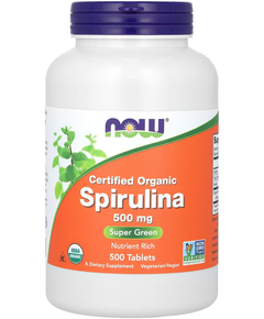 Now Foods Спіруліна 500 мг сертифікована органічна 500 веганських таблеток