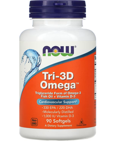 Now Foods Tri-3D Omega 330 мг ЕПК 220 мг ДГК 90 м'яких капсул