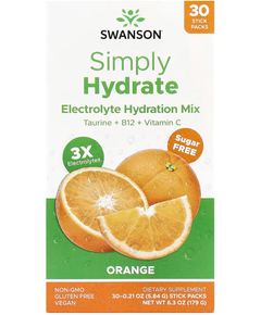 Swanson Simply Hydrate Суміш для зволоження з електролітами з смаком апельсину 30 пакетиків-стіків по 5,84 г