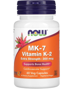 Now Foods MK-7 Вітамін K2 300 мкг Посиленої дії 60 веганських капсул