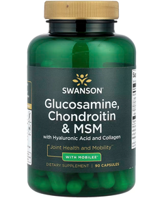 Swanson Глюкозамін, Хондроїтин і МСМ з Гіалуроновою Кислота і Колагеном 90 капсул