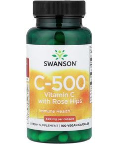 Swanson Вітамін C з Шипшиною 500 мг 100 веганських капсул