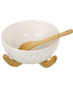 Салатник порцеляновий на бамбуковій підставці з вилкою Naturel 3 л