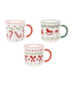 Набір чашок порцелянових Зимове Ретро 3 штуки по 400 мл