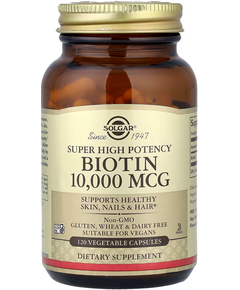 Solgar Біотин 10000 мкг Надзвичайно висока ефективність 120 веганських капсул