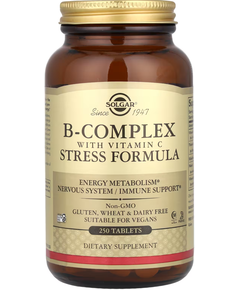 Solgar Комплекс вітамінів групи В з вітаміном C Формула для боротьби зі стресом 250 веганських таблеток