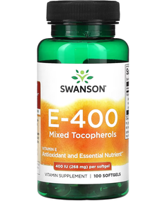 Swanson E-400 Вітамін E зі змішаними токоферолами 400МО 268 мг 100 м'яких капсул