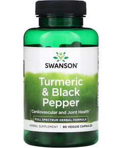 Swanson Куркума та Чорний Перець 90 вегетаріанських капсул