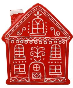 Блюдо новорічне керамічне Імбирний Пряник червоне 23,5 см