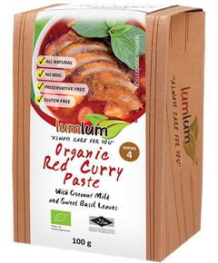 Lumlum Паста Карі Червона з кокосовим молоком та листям тайського базиліка органічна 100 г