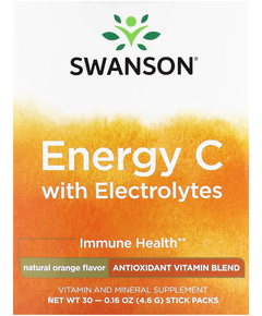 Swanson Вітамін C для енергії з Електролітами з смаком апельсину 30 пакетиків-стіків по 4,6 г