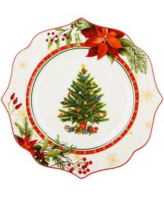 Тарілка новорічна порцелянова Різдвяна Історія біла 21,5 см