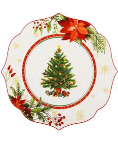 Тарілка новорічна порцелянова Різдвяна Історія біла 27,5 см