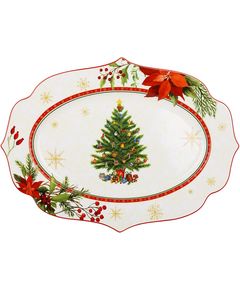 Блюдо для подачі новорічне порцелянове Різдвяна Історія біле 35 см