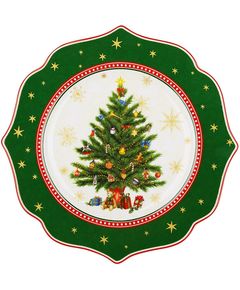 Тарілка новорічна порцелянова Різдвяна Історія зелена 21,5 см