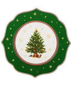 Тарілка новорічна порцелянова Різдвяна Історія зелена 27,5 см