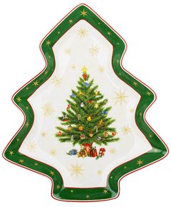 Блюдо для подачі новорічне порцелянове Різдвяна Історія зелене у формі ялинки 25,1 см