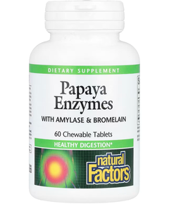 Natural Factors Ферменти Папаї з Амілазою та Бромелаїном 60 жувальних таблеток