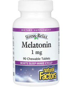 Natural Factors Stress-Relax Мелатонін 1 мг 90 жувальних таблеток