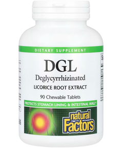 Natural Factors DGL Гліциризинат Екстракту Кореня Солодки 90 жувальних таблеток